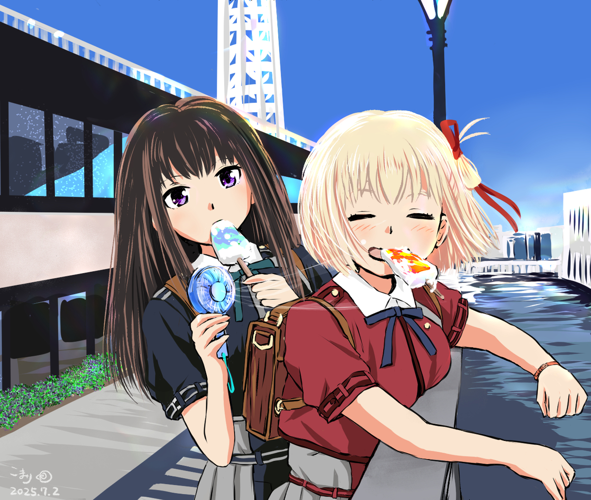This is a pixiv picture whose title is 暑い・・ちさたき（3周年絵）.