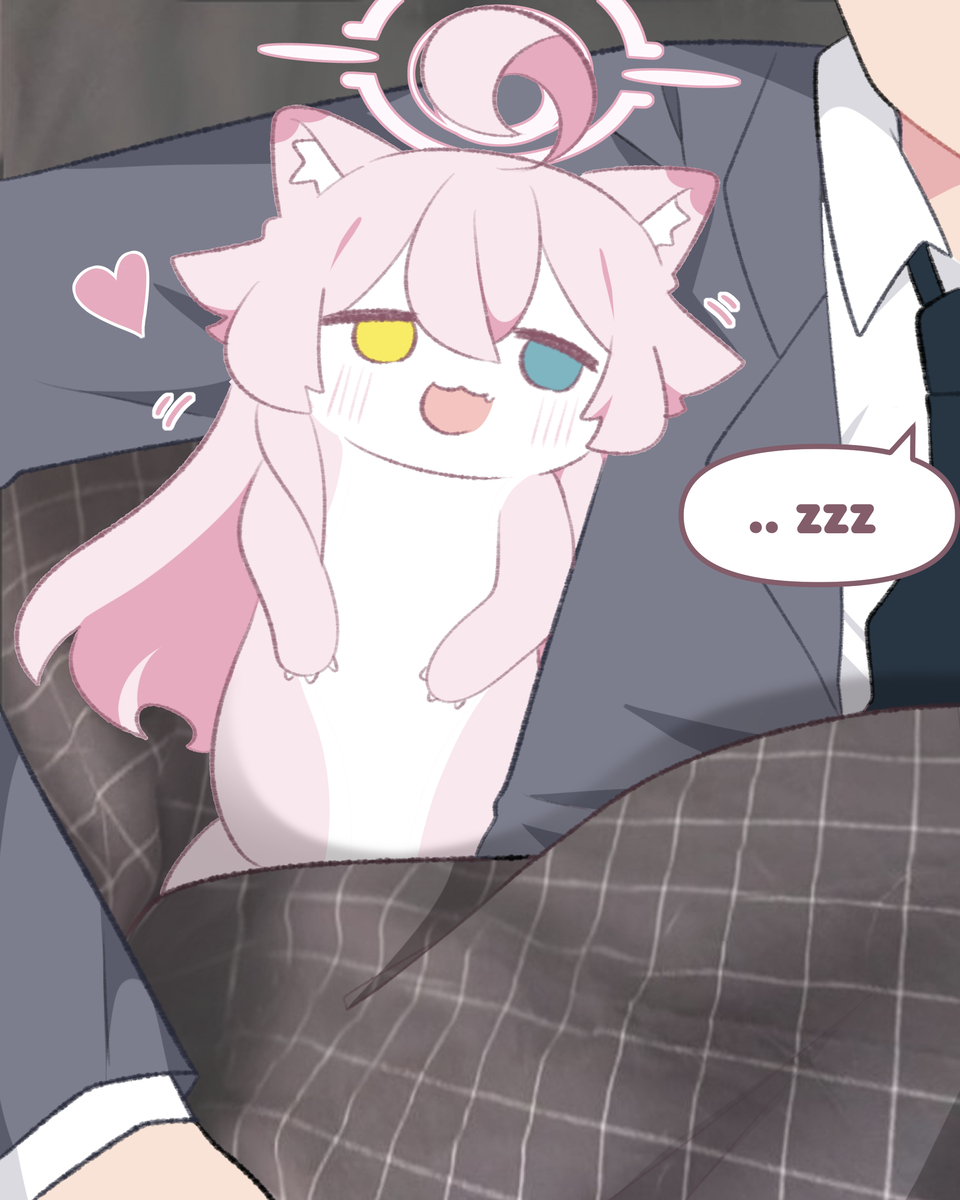 This is a pixiv picture whose title is うん！1時間後に起こしてあげ..るよ.. zzz🩷ホシノイタチ.