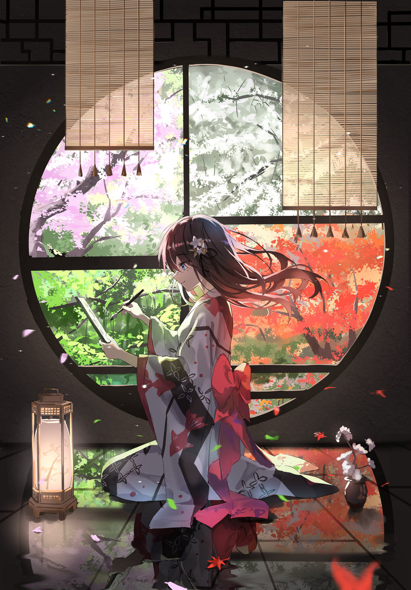 This is a pixiv picture whose title is うつろいを詠う.