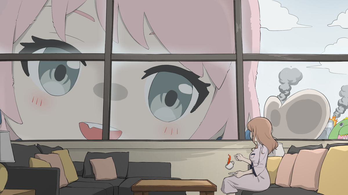 This is a pixiv picture whose title is 巨型anon入侵.