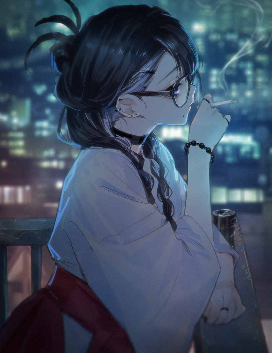 This is a pixiv picture whose title is 病んデレ巫女さん.