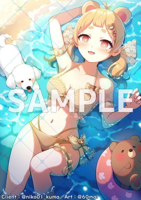 This is a pixiv picture whose title is にこ様 水着1枚絵.