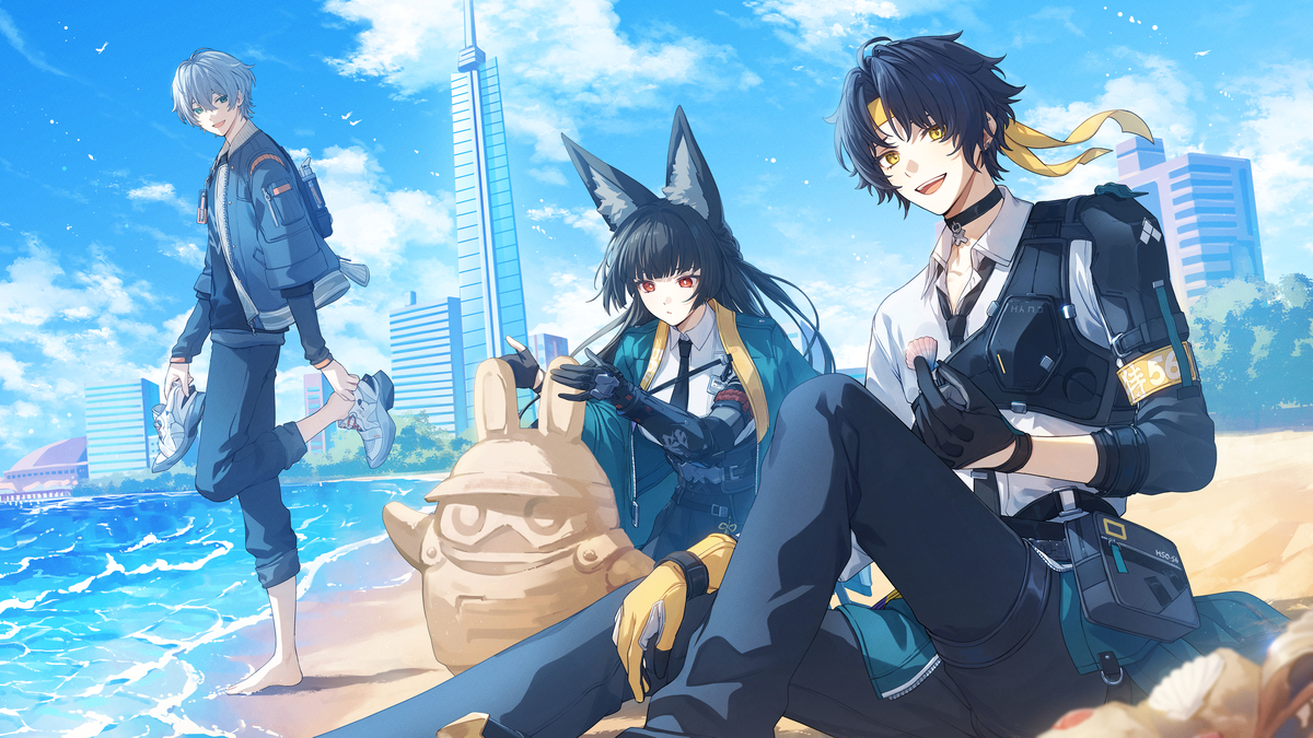 This is a pixiv picture whose title is 福岡のももち浜で一休み.