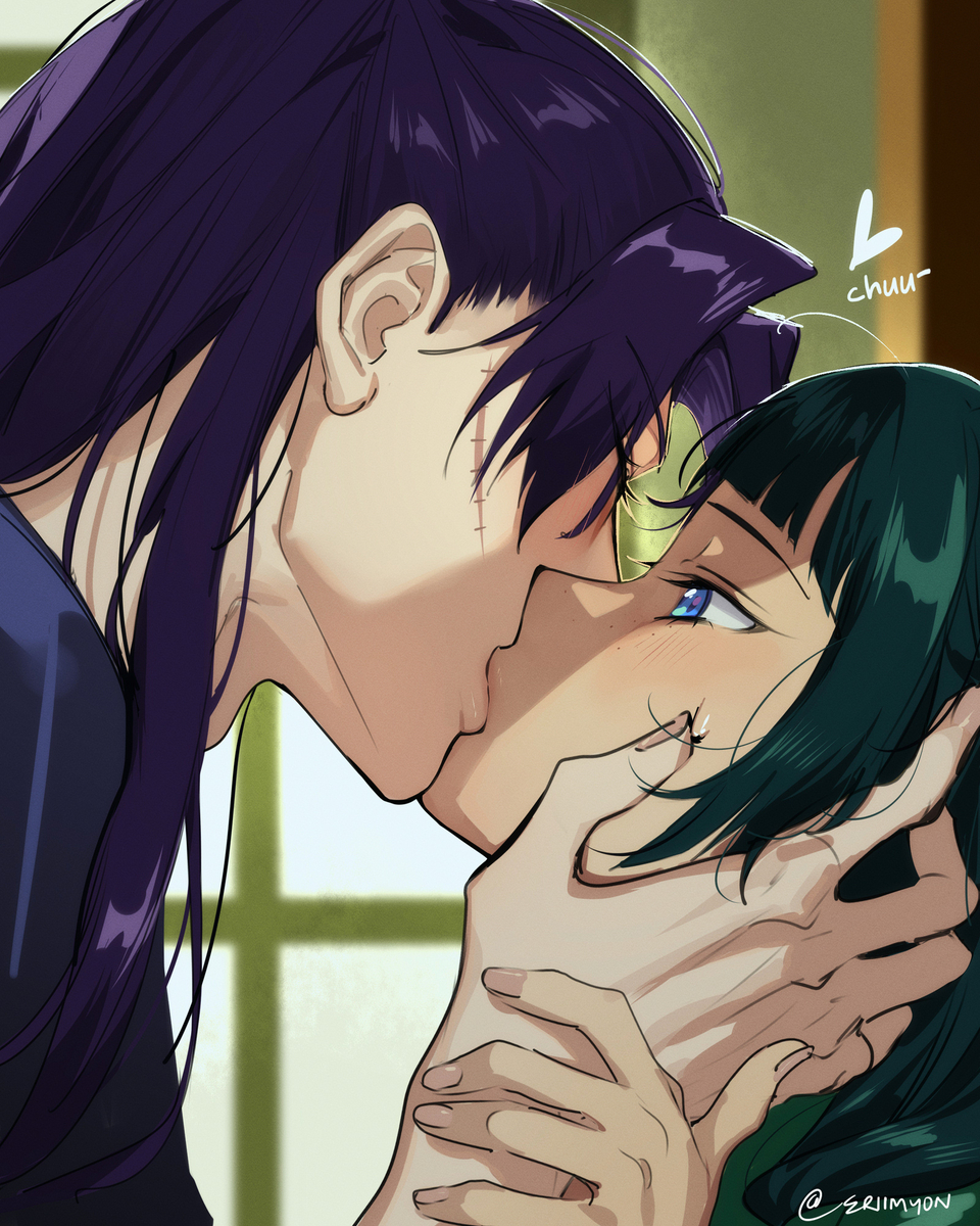 This is a pixiv picture whose title is Jinmao kiss.