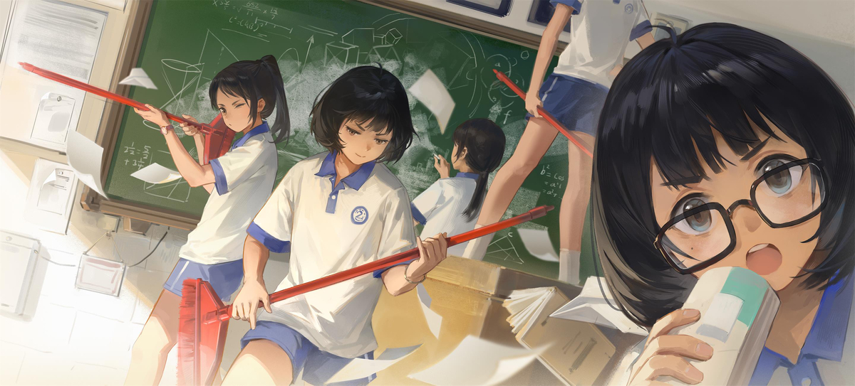 This is a pixiv picture whose title is 教室.