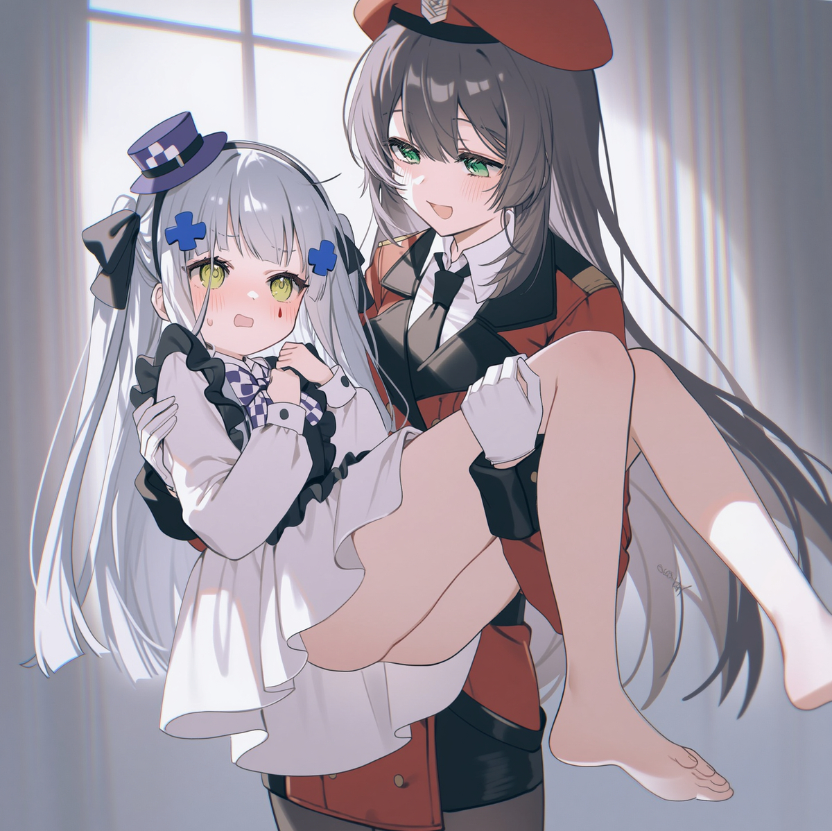This is a pixiv picture whose title is 牢指抱小猫.