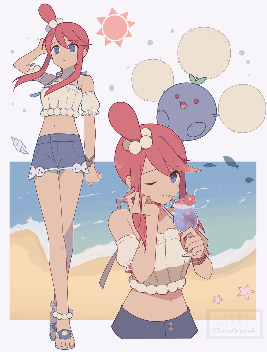 This is a pixiv picture whose title is Summerフウロ🍹.