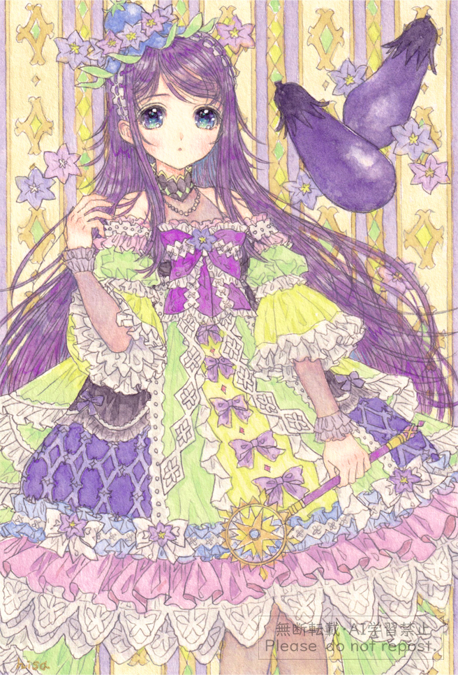 This is a pixiv picture whose title is なすをイメージした女の子.