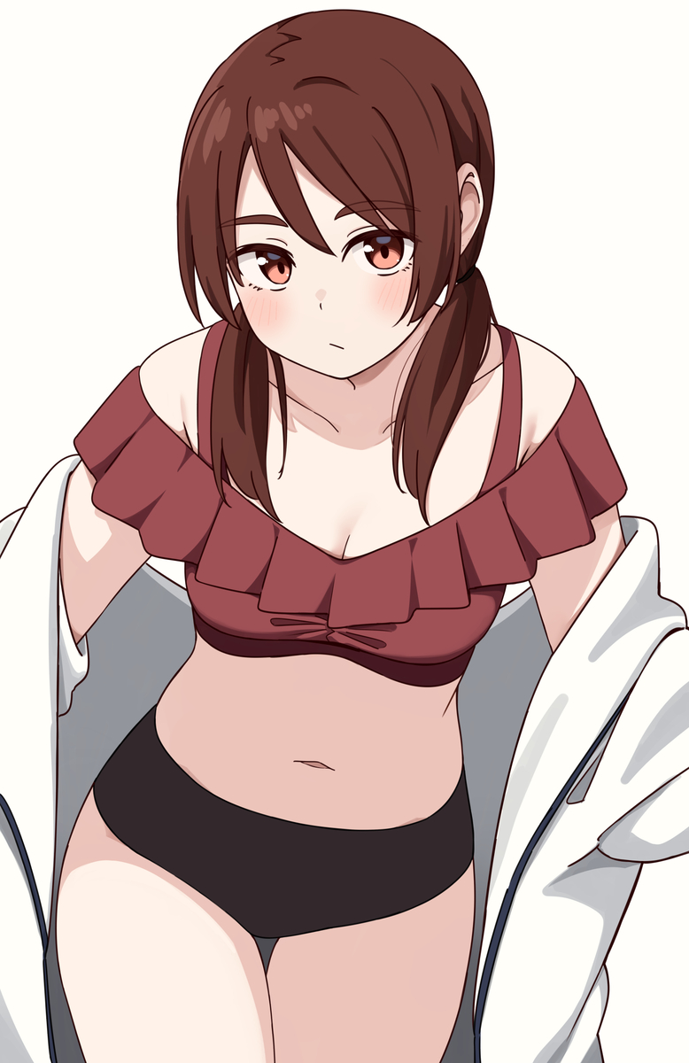 This is a pixiv picture whose title is 「泳がないの？」.