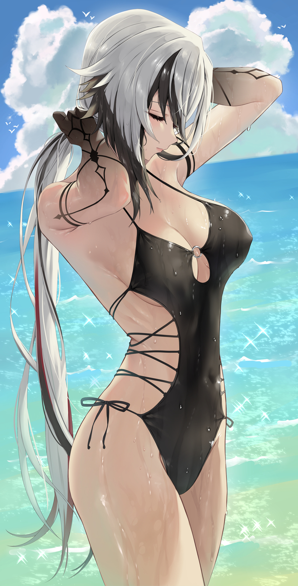 This is a pixiv picture whose title is Summer Arlecchino.