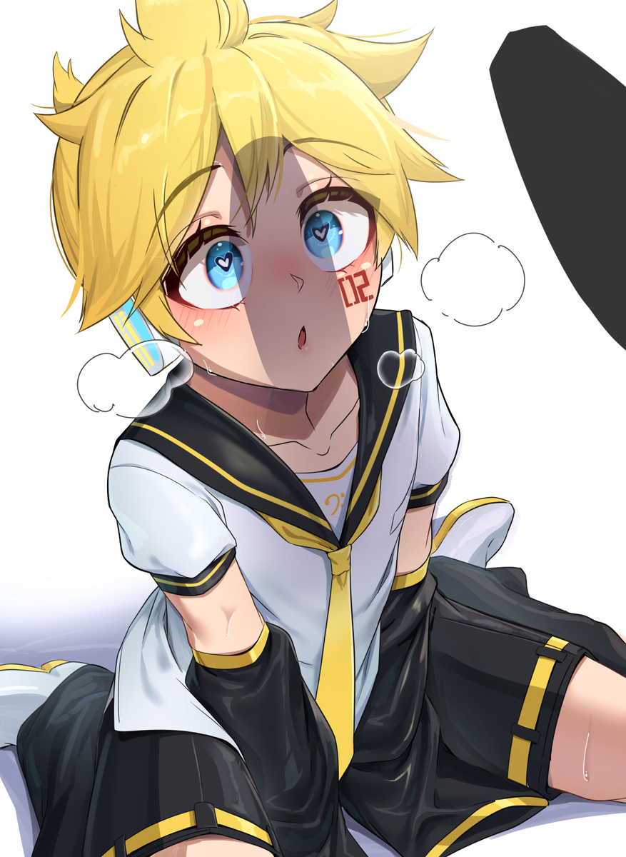 This is a pixiv picture whose title is 何かを見せつけられるレンくん.