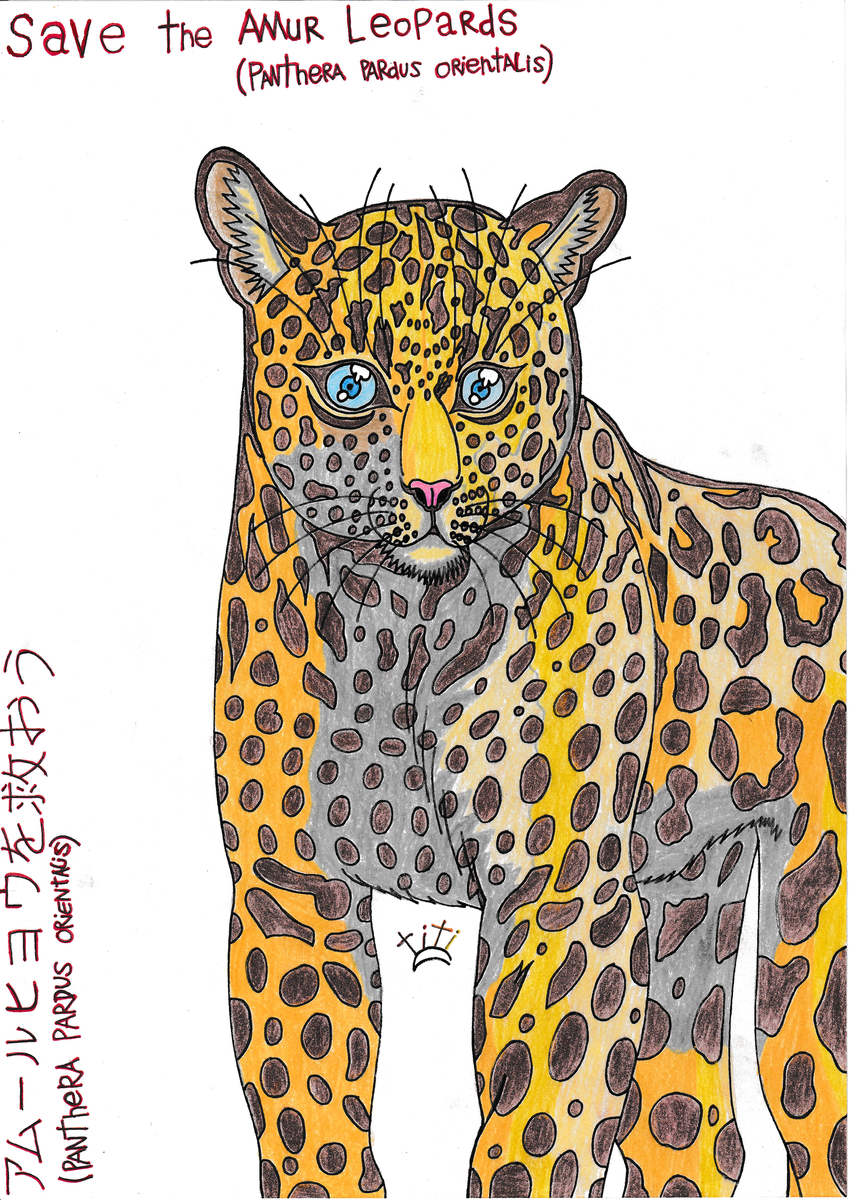 This is a pixiv picture whose title is アムールヒョウを救いましょう🐆🌳♻️✊🏻🐾💝🌍🍀🫶🏻.