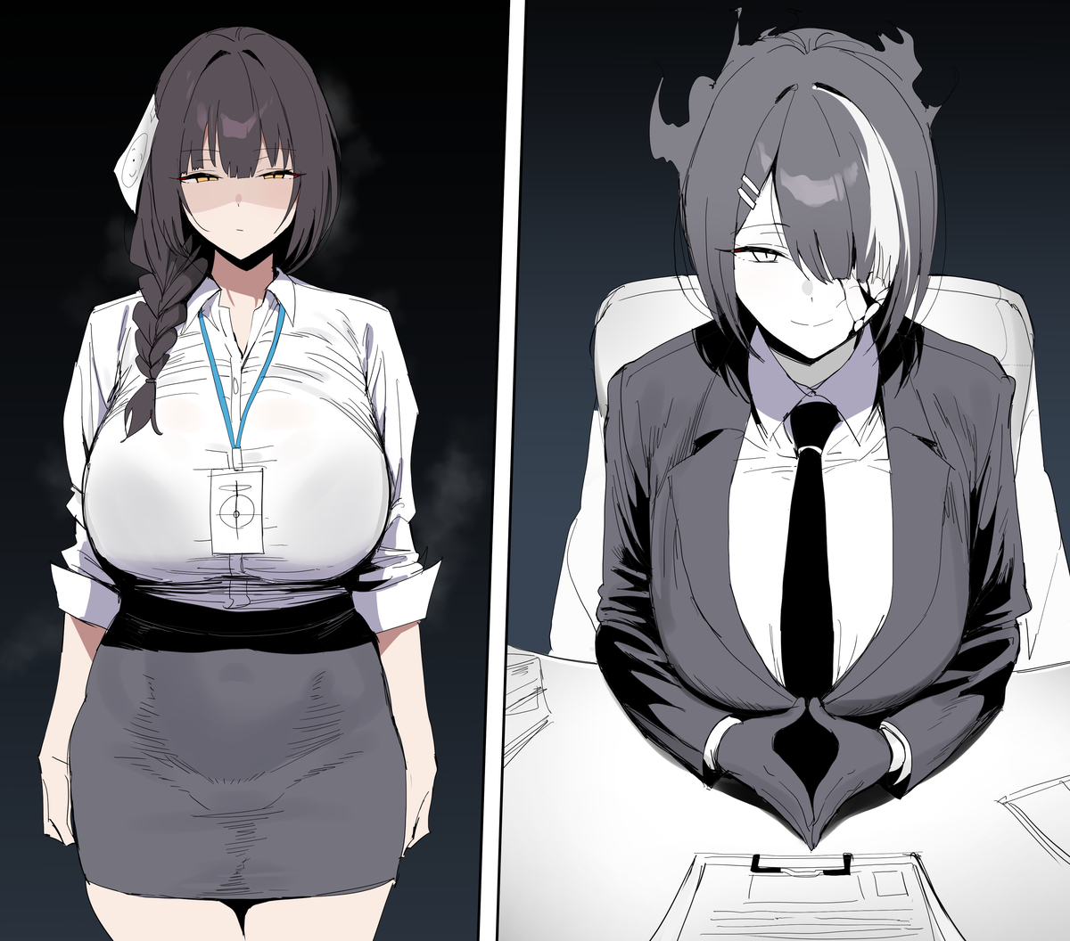 This is a pixiv picture whose title is 黒服との邂逅.