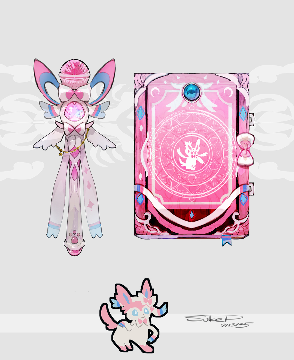 This is a pixiv picture whose title is ニンフィアモチーフの武器（ポケモン）.