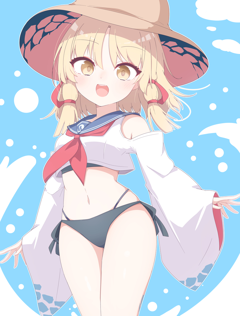 This is a pixiv picture whose title is 水着諏訪子ちゃん.