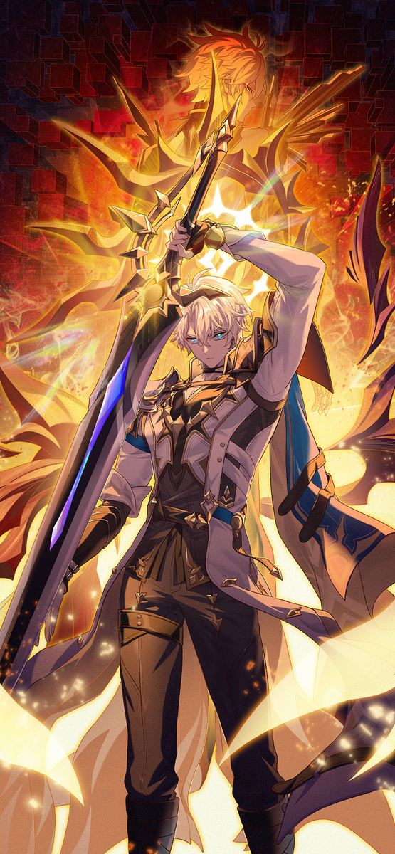 This is a pixiv picture whose title is Phainon :「 Prisoner of Flames 」.
