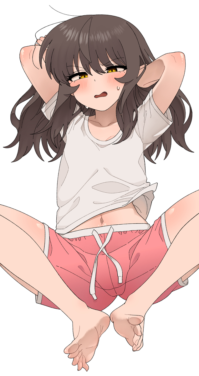 This is a pixiv picture whose title is 배꼽 보이는 누리.