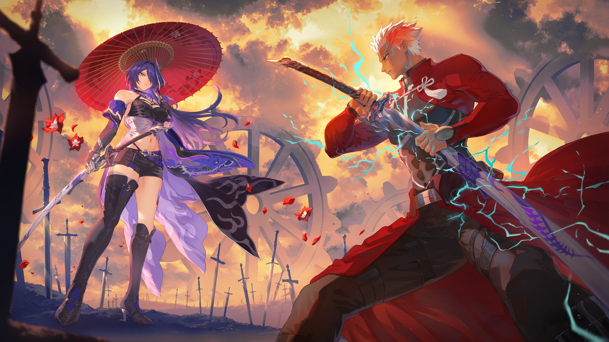 This is a pixiv picture whose title is 黄泉とアーチャー.