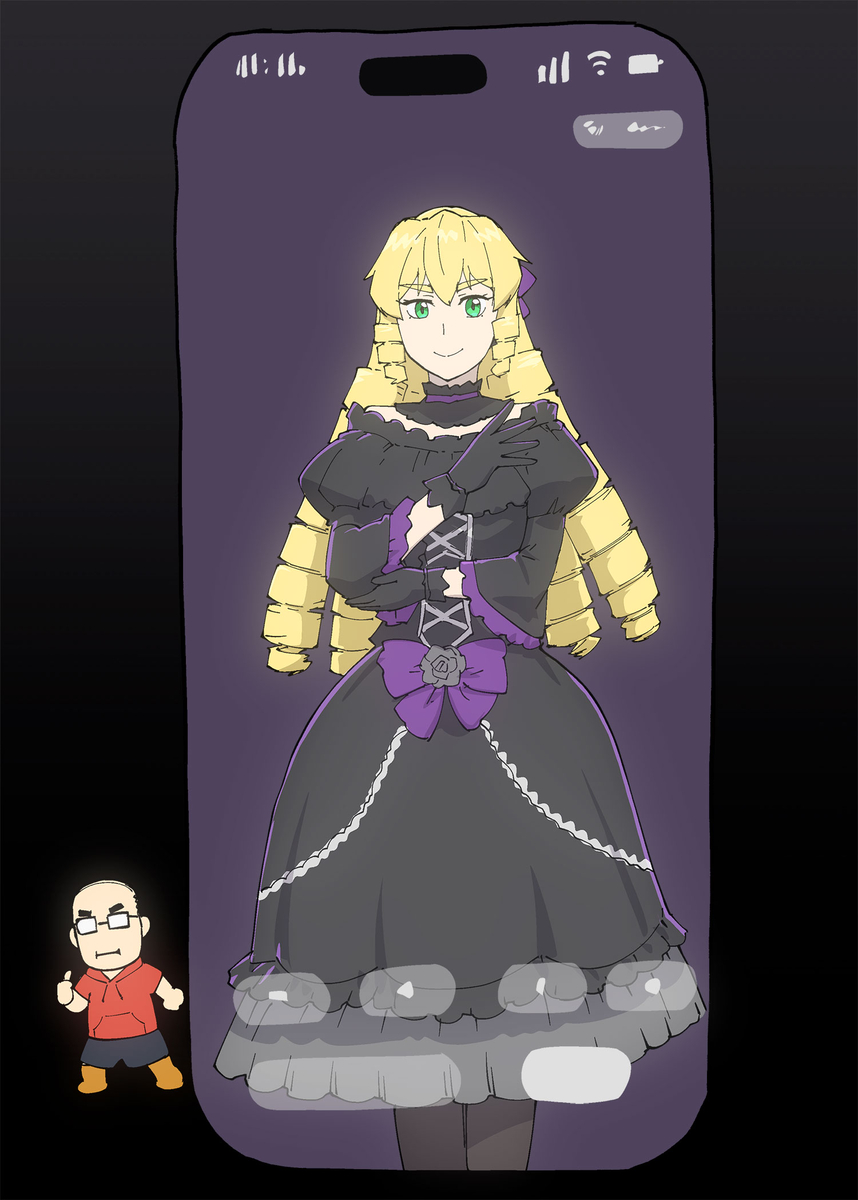 This is a pixiv picture whose title is スマホの妖精おじさん.