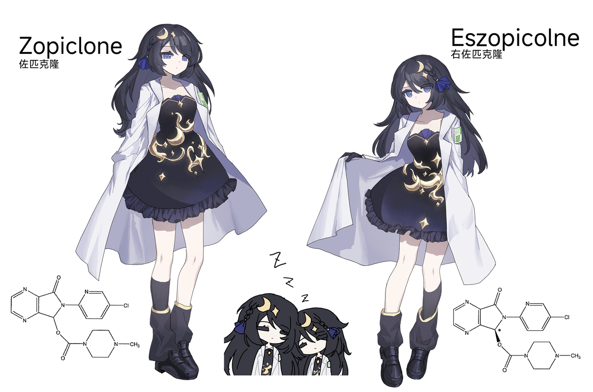 This is a pixiv picture whose title is zopiclone & eszopiclone.