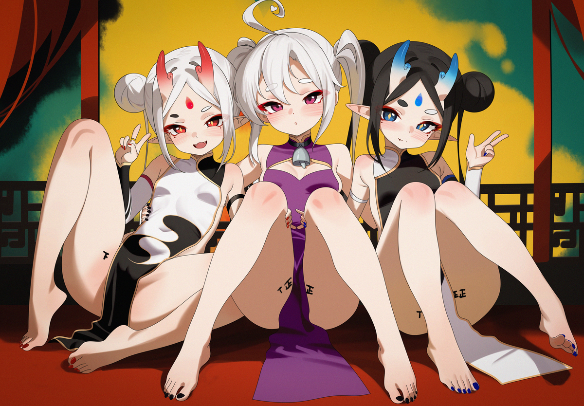 This is a pixiv picture whose title is 中间的是墨墨的oc是潜影贝拟人.