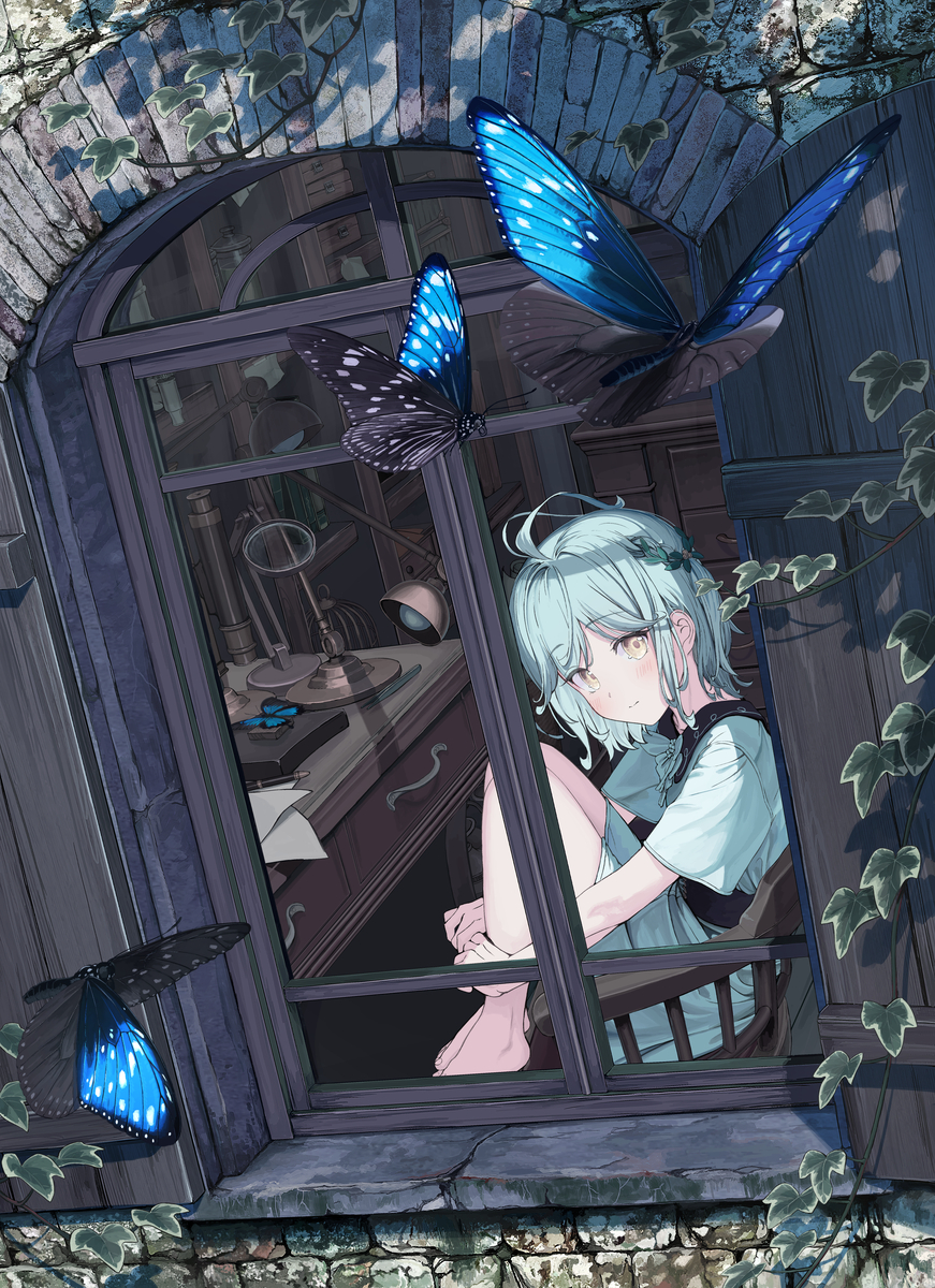 This is a pixiv picture whose title is 星空みたいな蝶がいた.