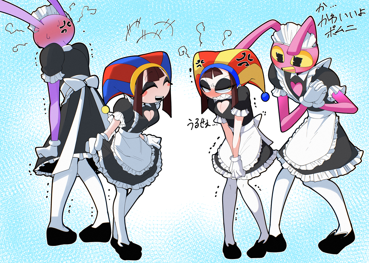 This is a pixiv picture whose title is みんなでメイド服.