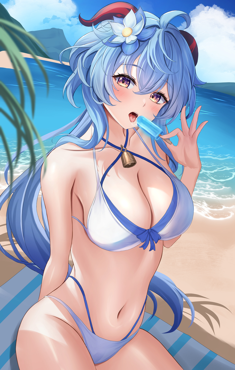 This is a pixiv picture whose title is 水着甘雨.
