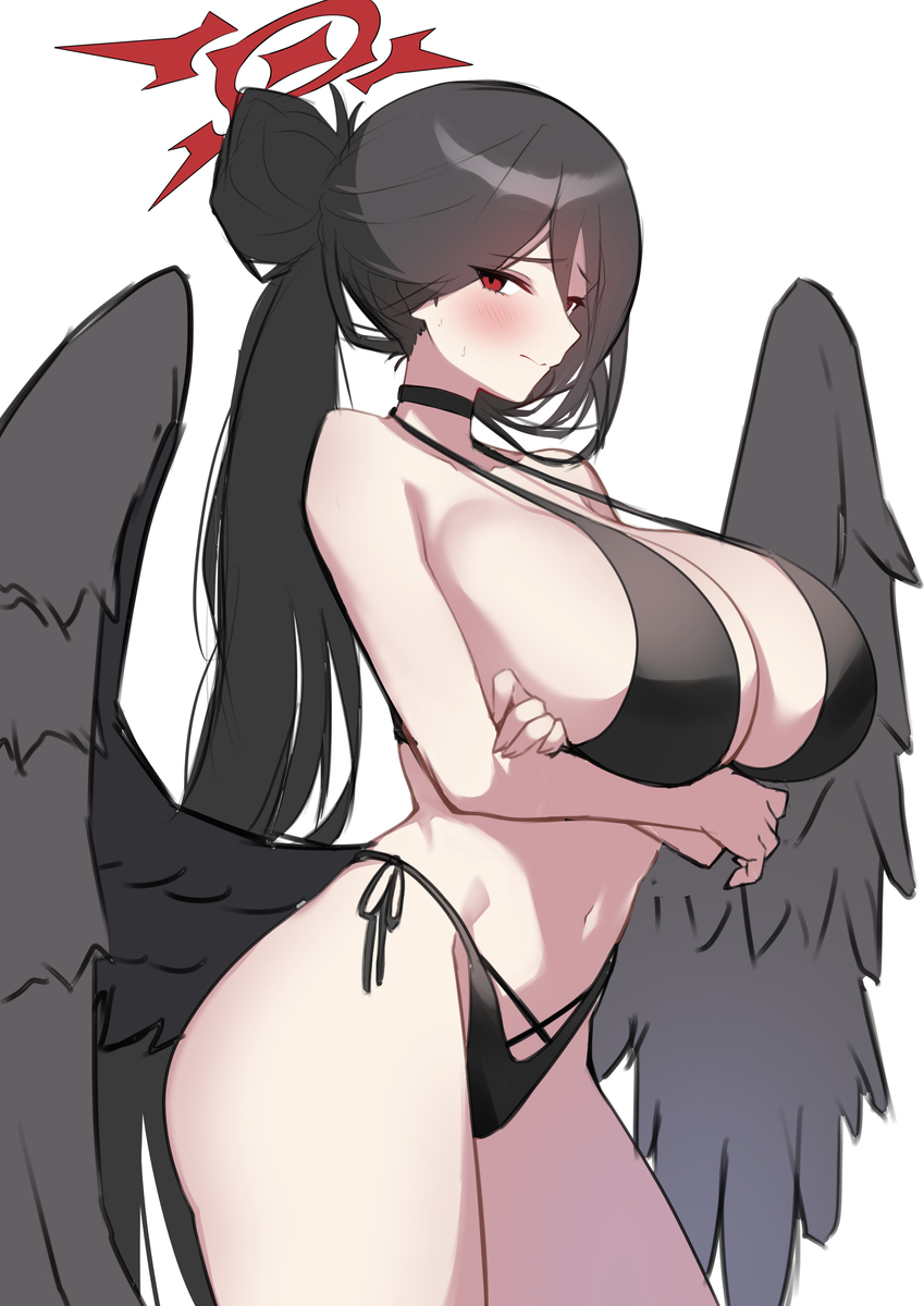 This is a pixiv picture whose title is 水着ハスミ　落書き.