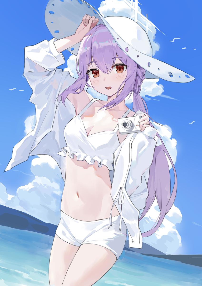 This is a pixiv picture whose title is 海边的亚津子.