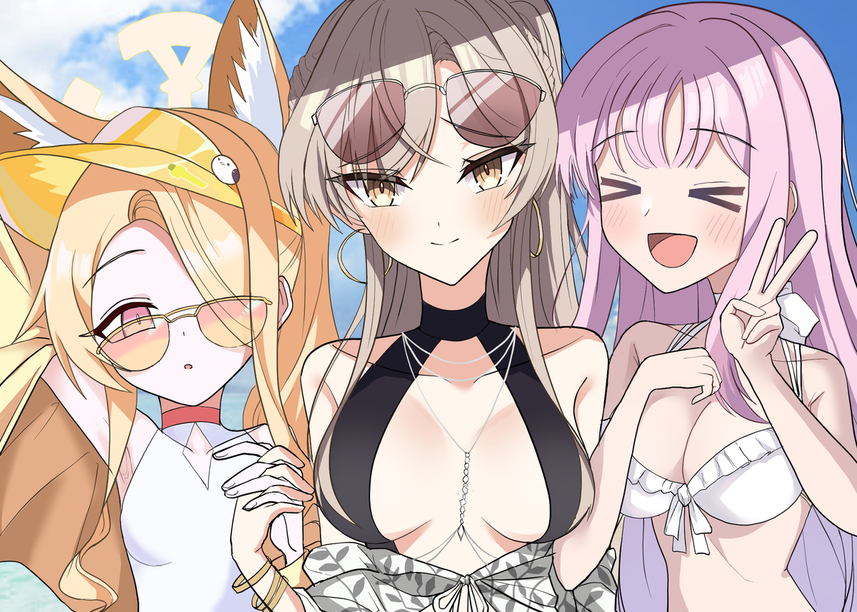 This is a pixiv picture whose title is 水着ティーパーティ.