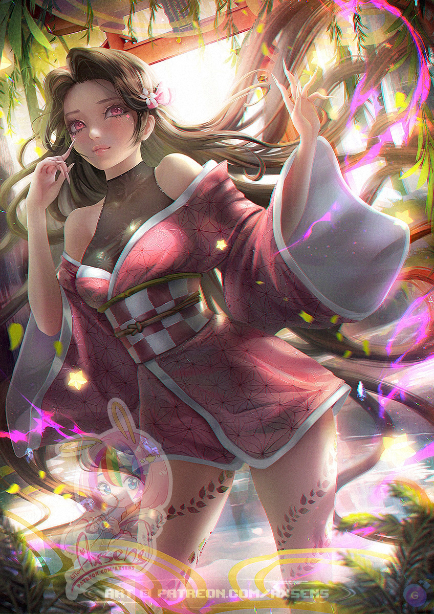 This is a pixiv picture whose title is 竈門 禰豆子 / Nezuko Kamado.
