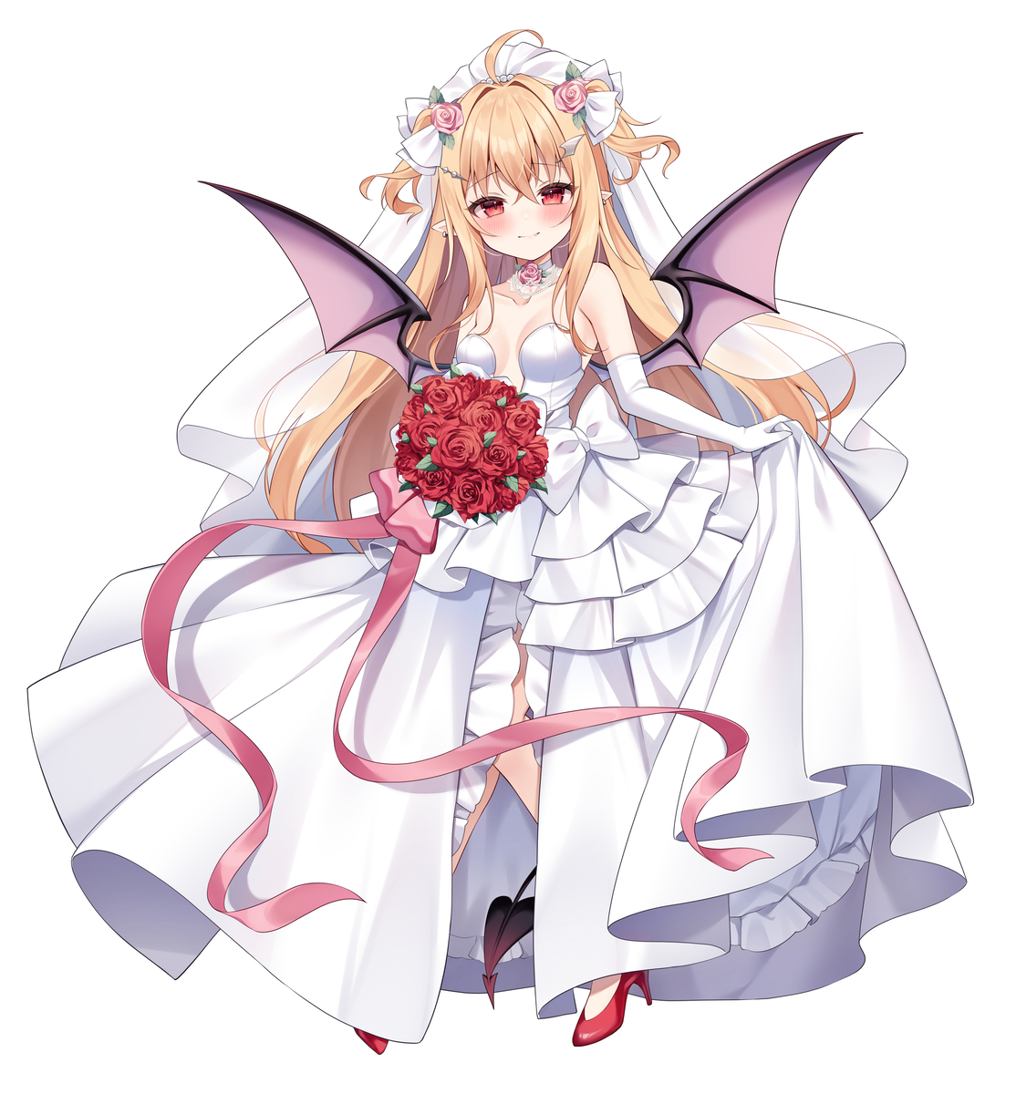 This is a pixiv picture whose title is ウェディングわからせちゃん　立ち絵.
