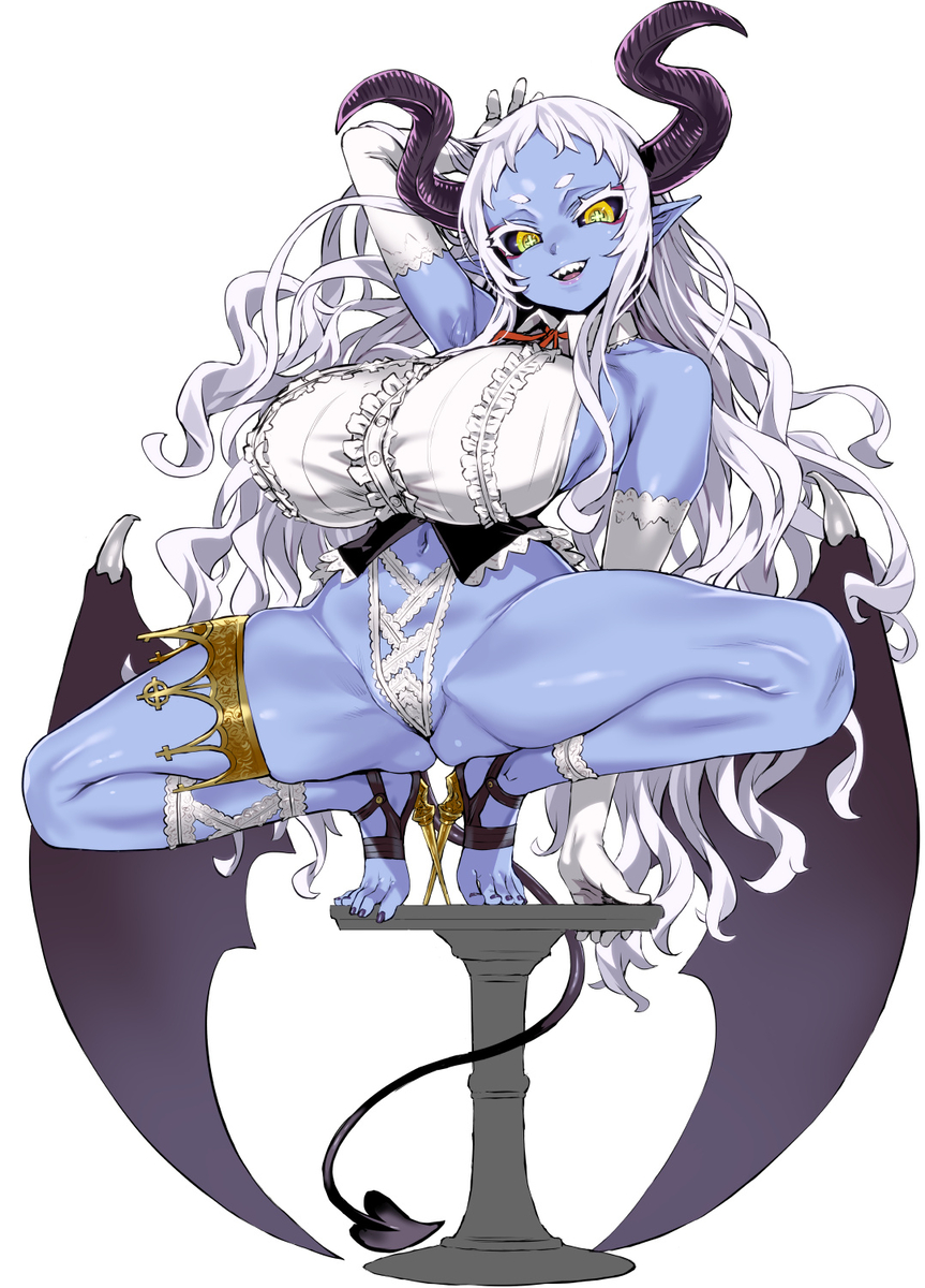 This is a pixiv picture whose title is 青肌魔王様が立体になりました.