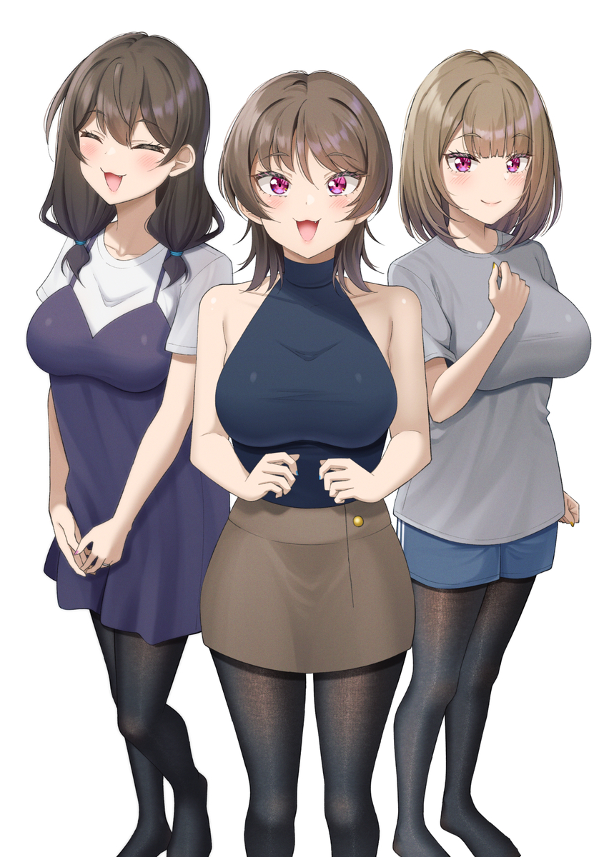 This is a pixiv picture whose title is 渚沢家の 母(39)　長女(19)　次女(18).