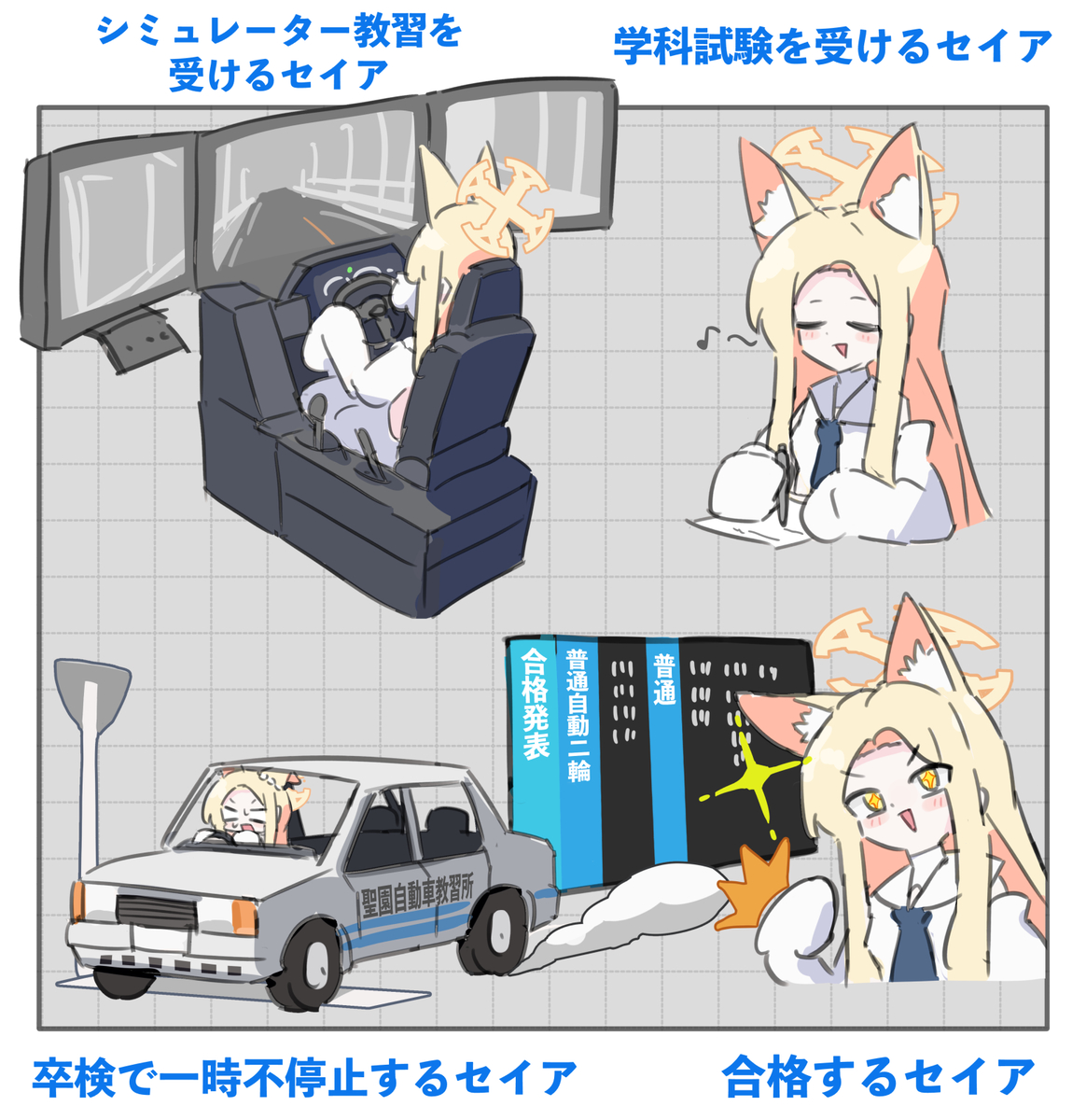 This is a pixiv picture whose title is イベントの準備として免許を取得するセイア.