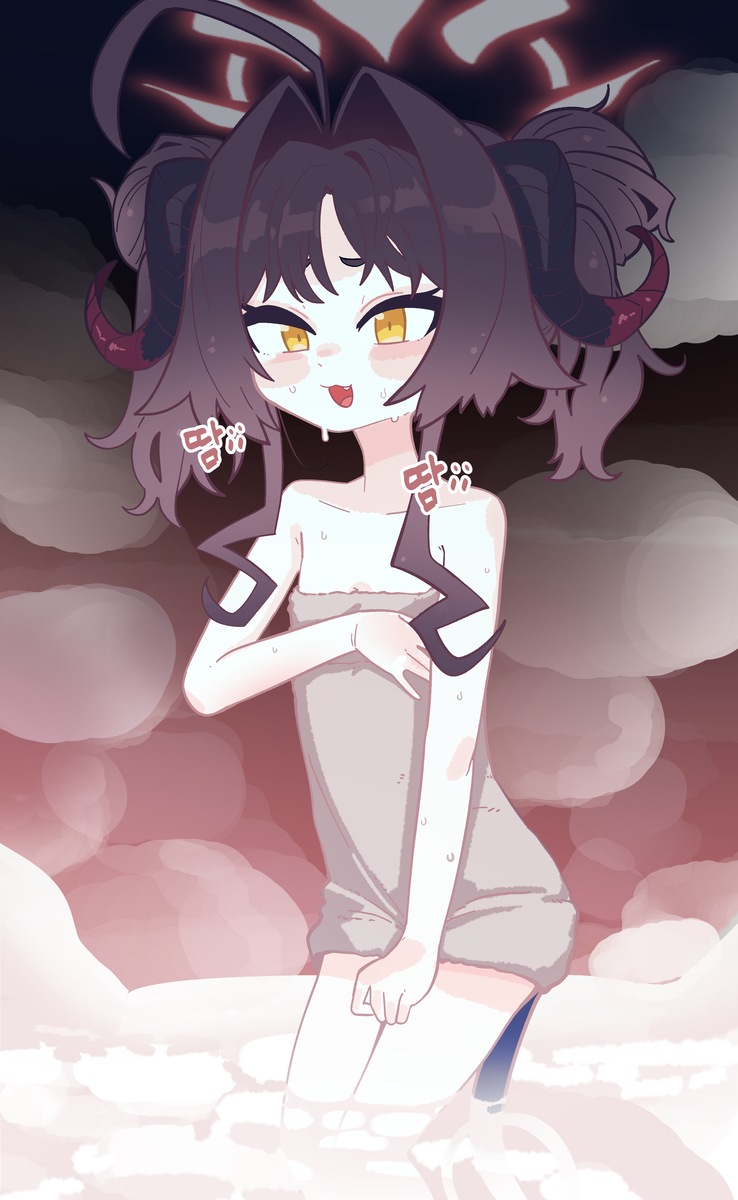 This is a pixiv picture whose title is 카스미랑 혼욕하기.