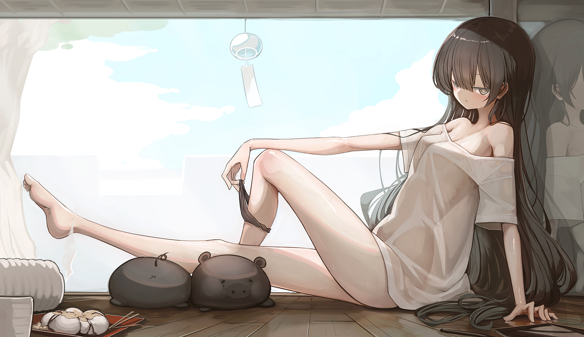 This is a pixiv picture whose title is 猛暑.
