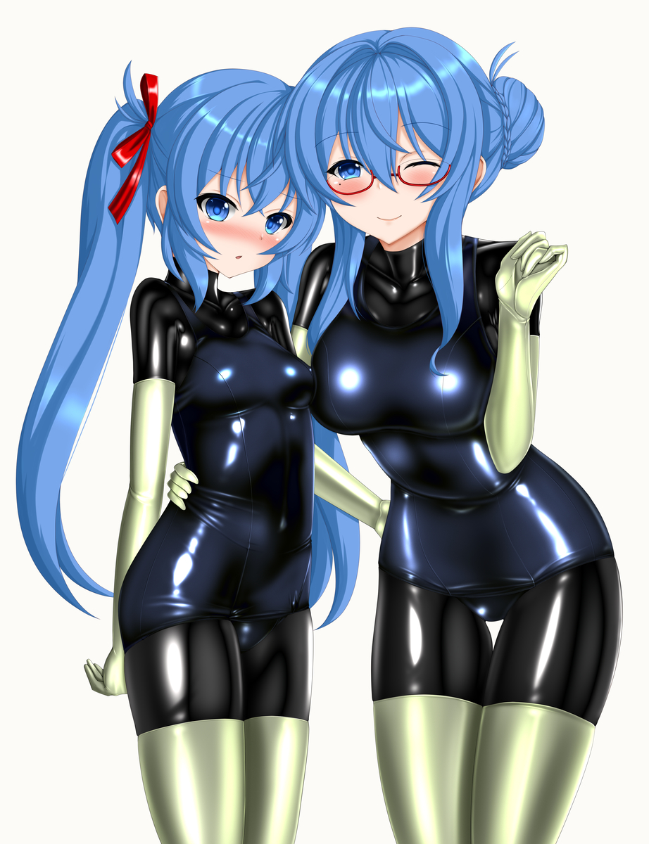 This is a pixiv picture whose title is ぴっちりでじ親子.