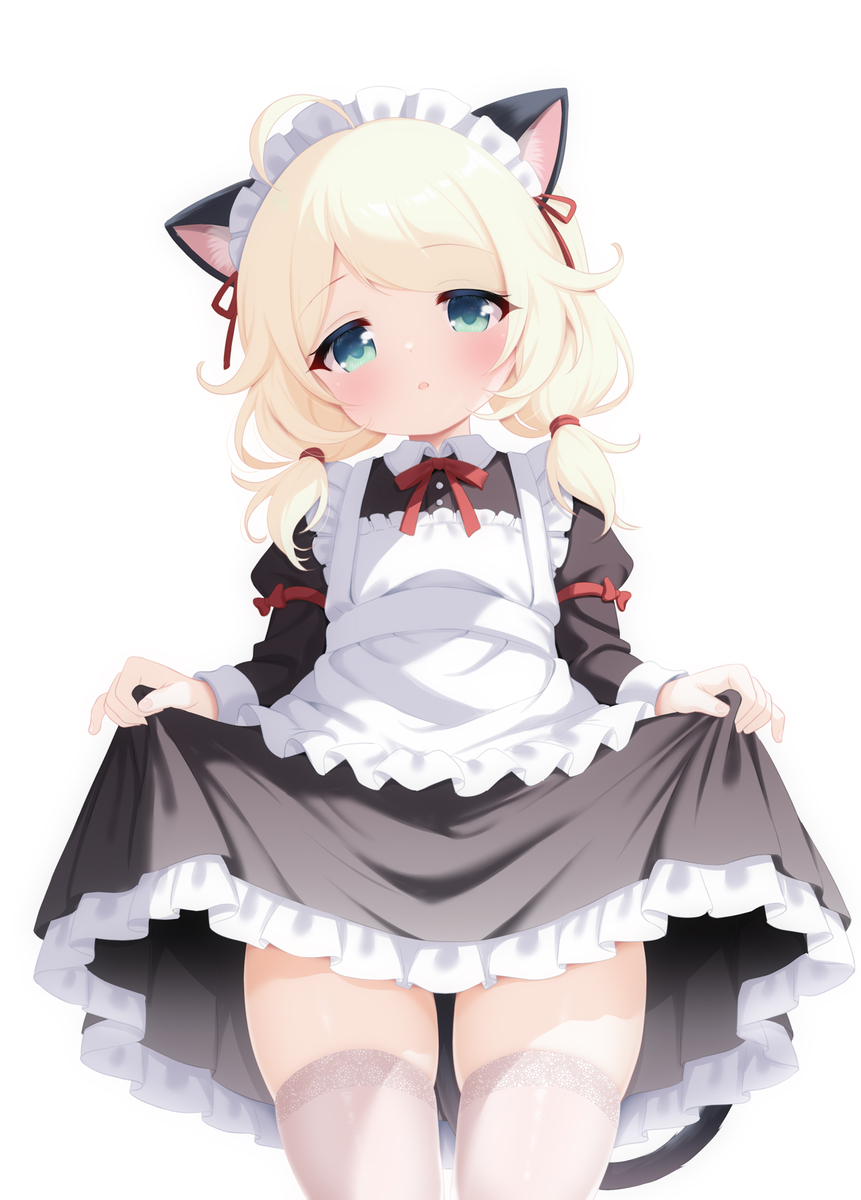 This is a pixiv picture whose title is 🐈猫耳メイドこずえ「ふわぁ…？」🐈.