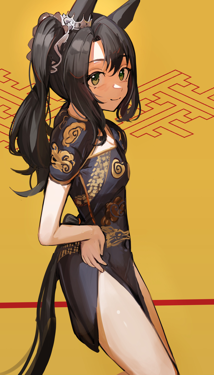 This is a pixiv picture whose title is チーパオのすがた サトノクラウン.