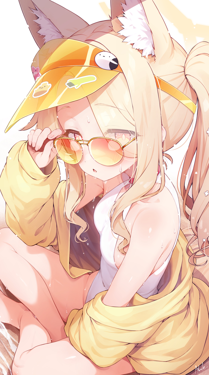 This is a pixiv picture whose title is 汗だく水着セイア.