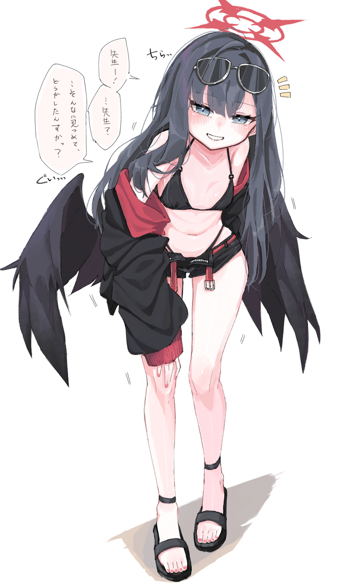 This is a pixiv picture whose title is ■前かがみ見つめ水着イチカ.