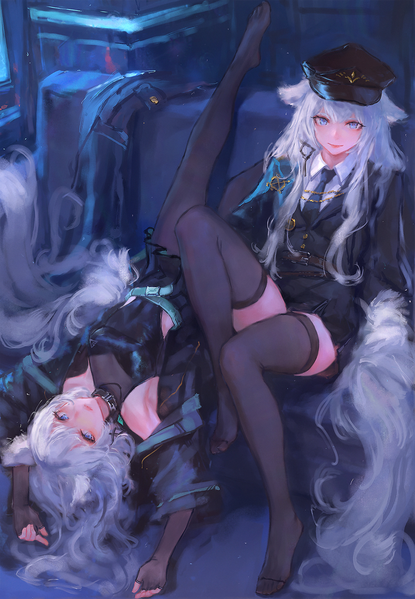 This is a pixiv picture whose title is 夜色の双狼.