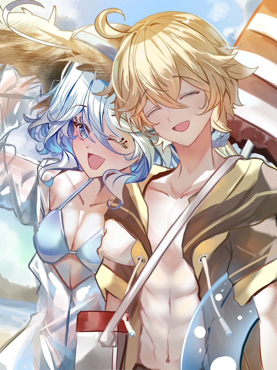 This is a pixiv picture whose title is Beach Date.