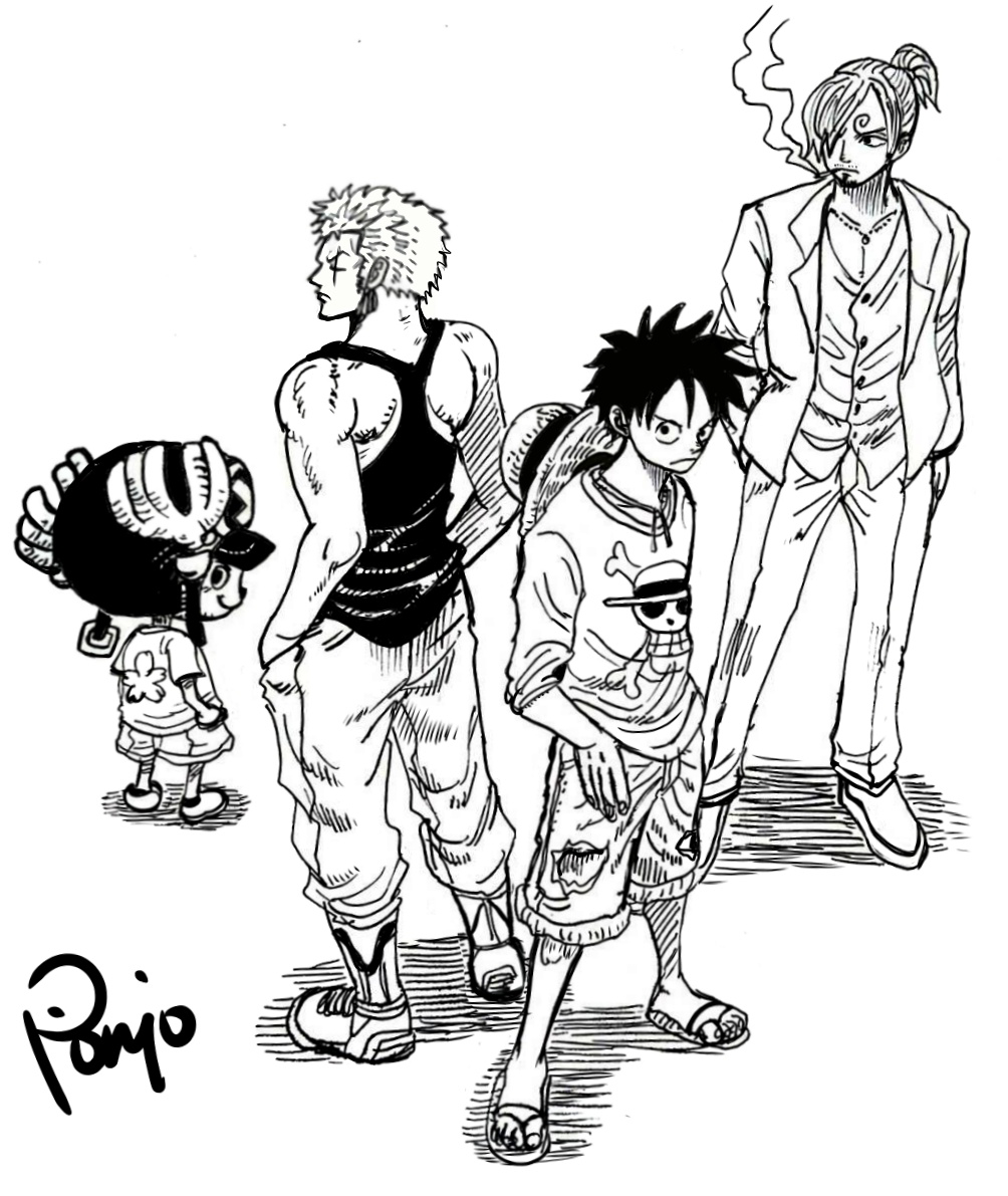 This is a pixiv picture whose title is ルフィゾロサンジチョパ.