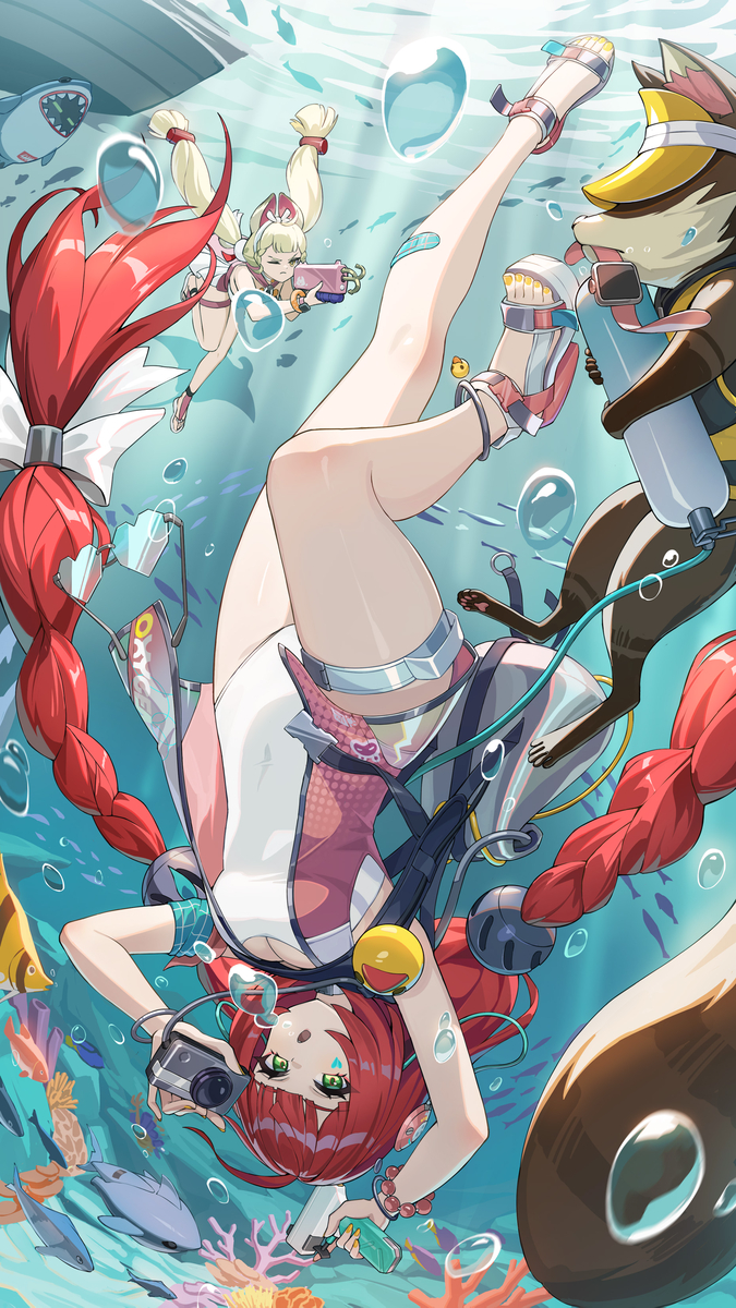 This is a pixiv picture whose title is 和好姐妹一起潜水.