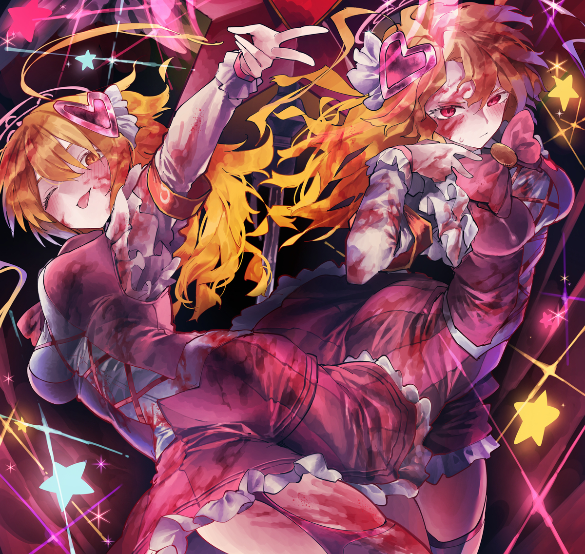 This is a pixiv picture whose title is 謎の魔法少女コンビ.