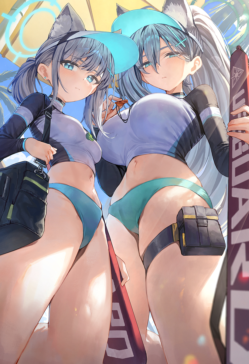 This is a pixiv picture whose title is ちびシロコとでかシロコの夏.