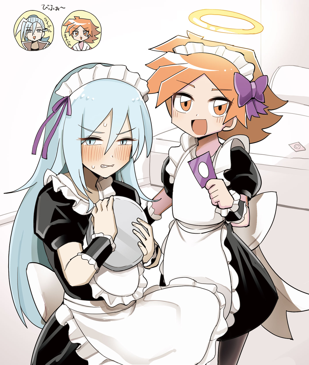 This is a pixiv picture whose title is ホビーアニメでライバルと主人公が女装する回.